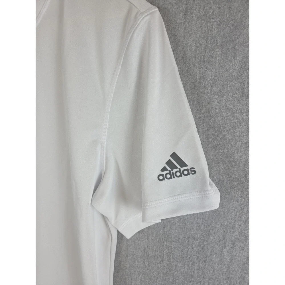 Adidas‎ Golf Mens M White Multi Sport T Shirt Active Stretch Sleeve Logo NEW